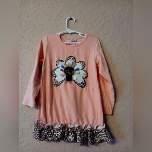 Kids Pink Turkey Applique Matching Set